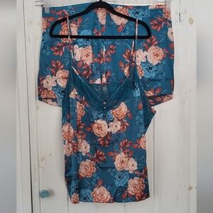 City Chic Satin Lace Tank Short PJ Set Lingerie